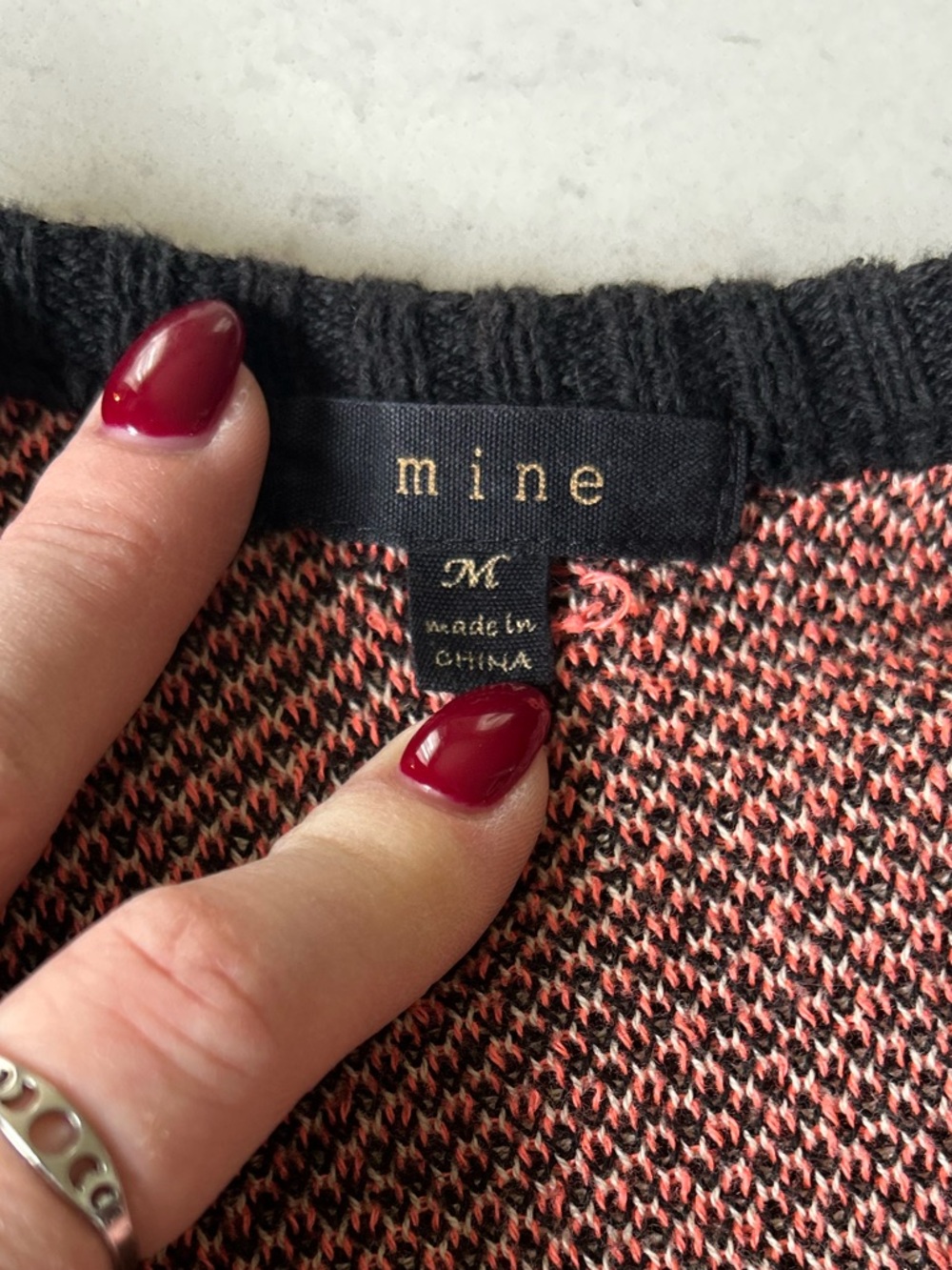 Mine Boho Aztec Fringe Sweater Cardigan Kimono in Black and Coral - Picture 7 of 15